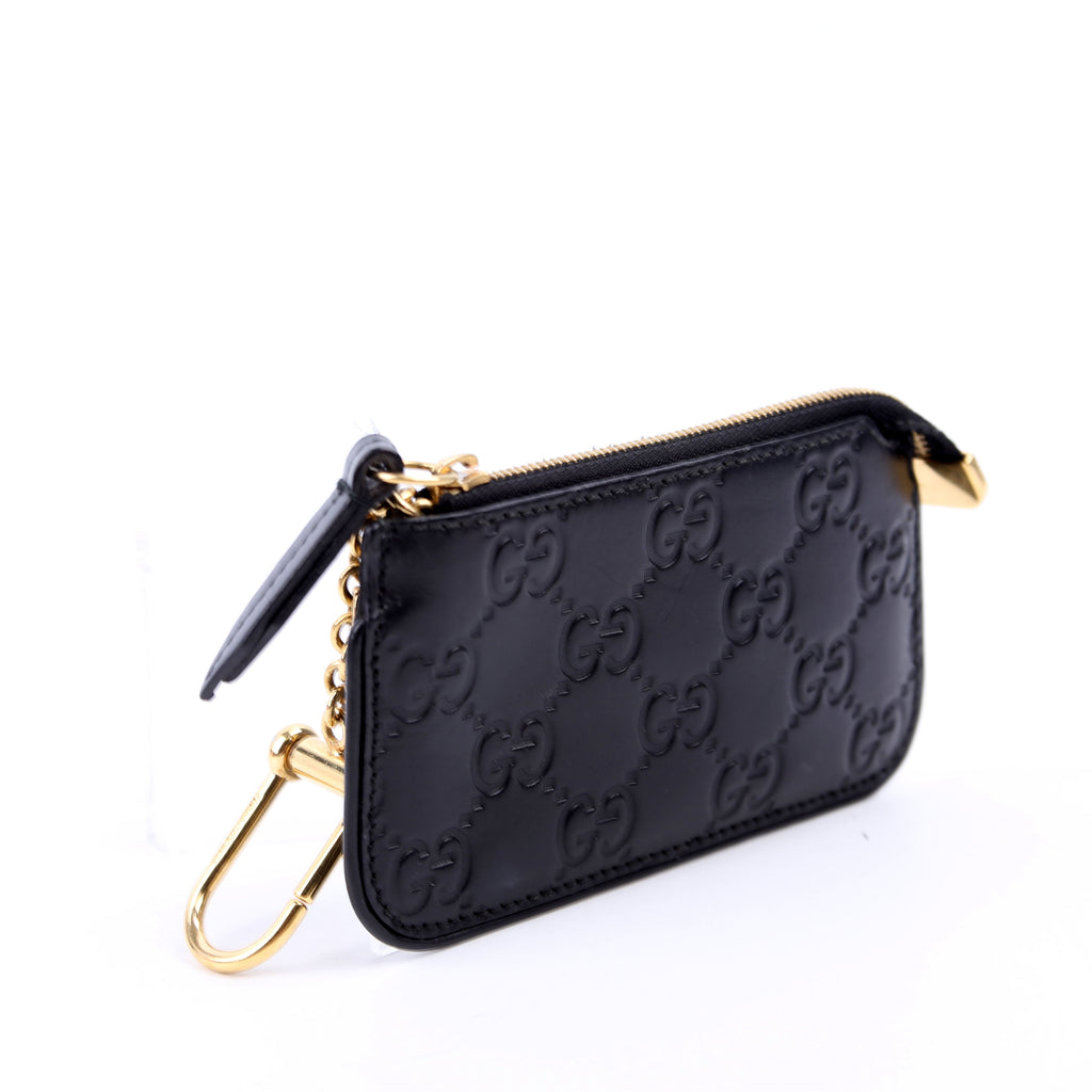 447964 GG Leather Key Pouch Black