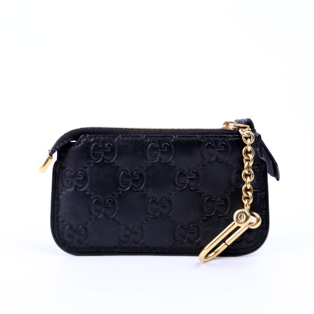 447964 GG Leather Key Pouch Black