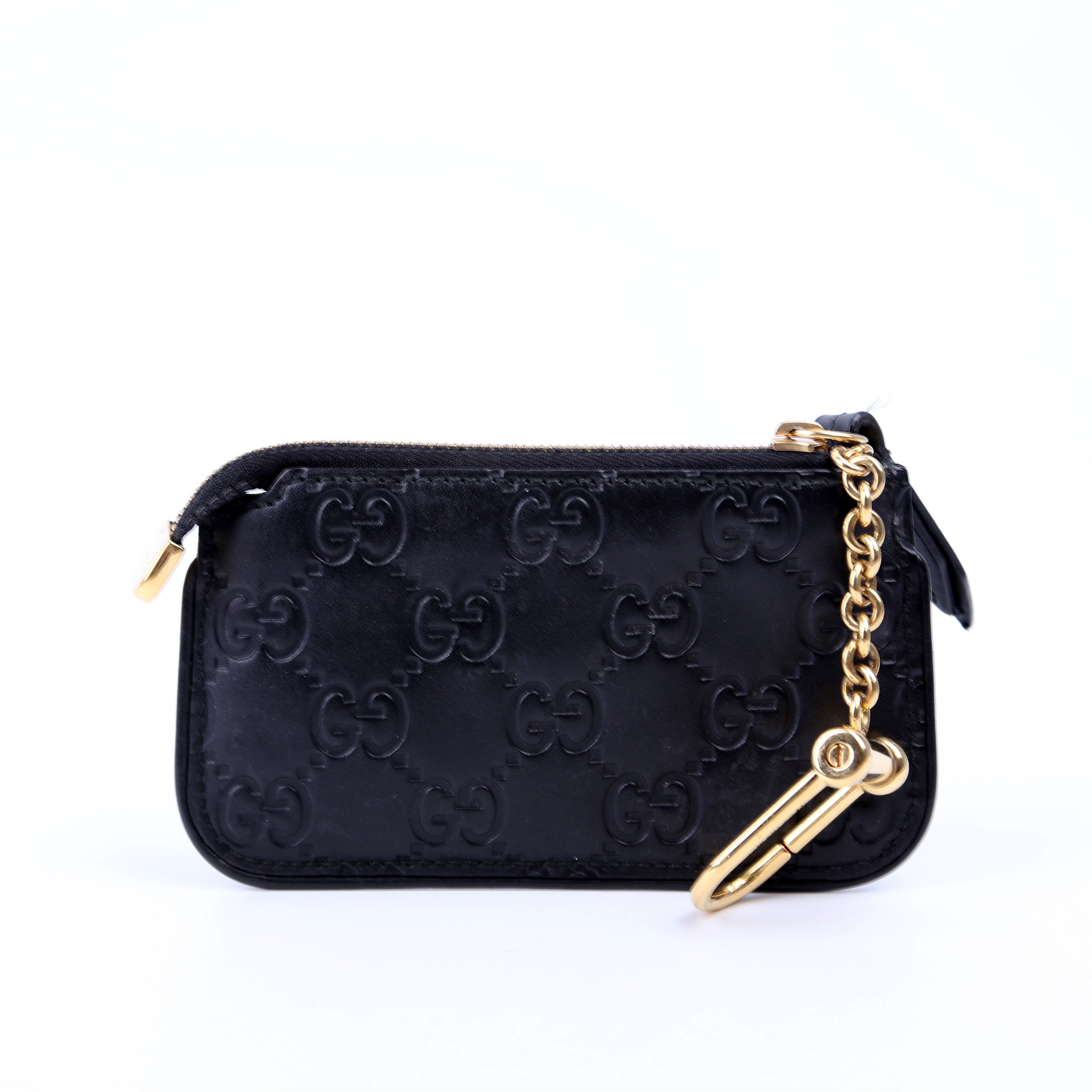 447964 GG Leather Key Pouch Black