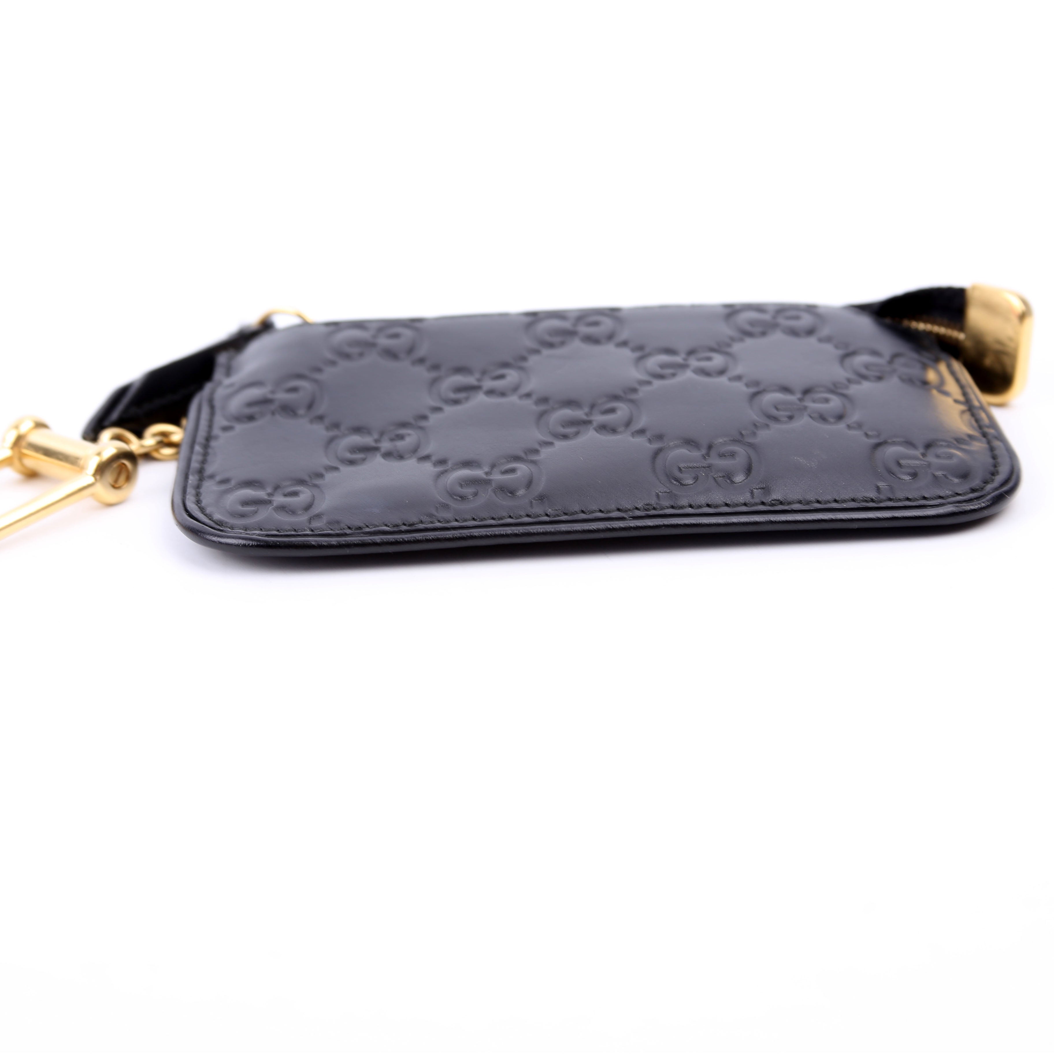447964 GG Leather Key Pouch Black