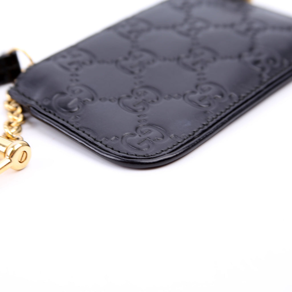 447964 GG Leather Key Pouch Black