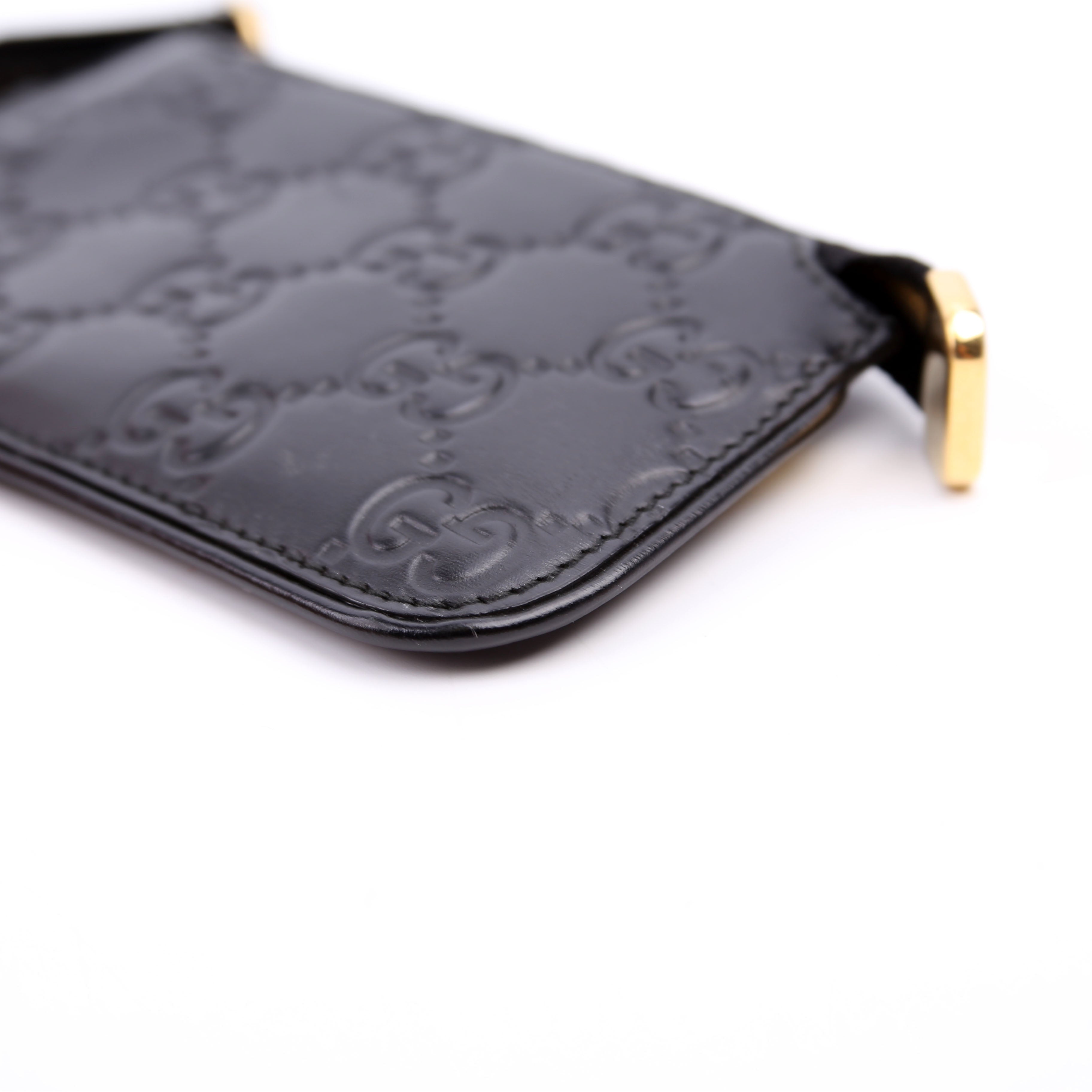 447964 GG Leather Key Pouch Black