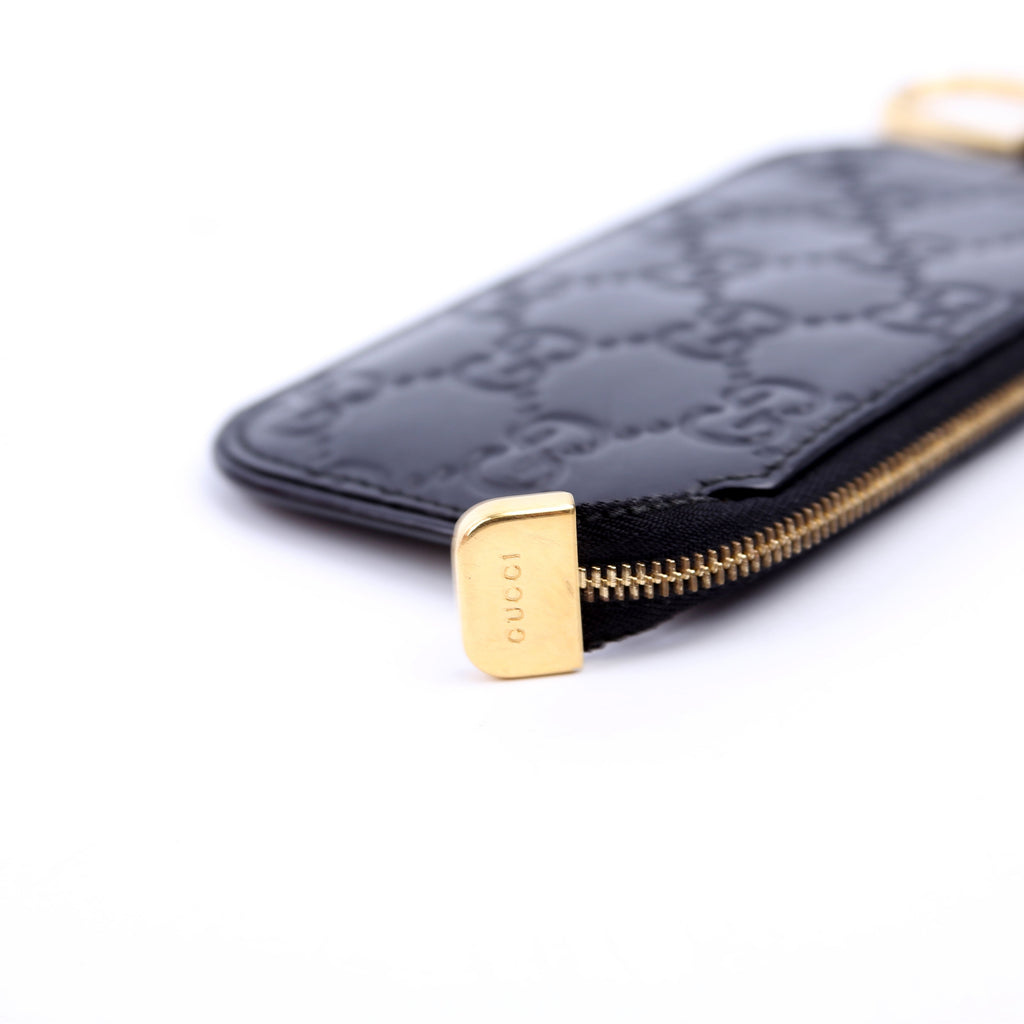 447964 GG Leather Key Pouch Black