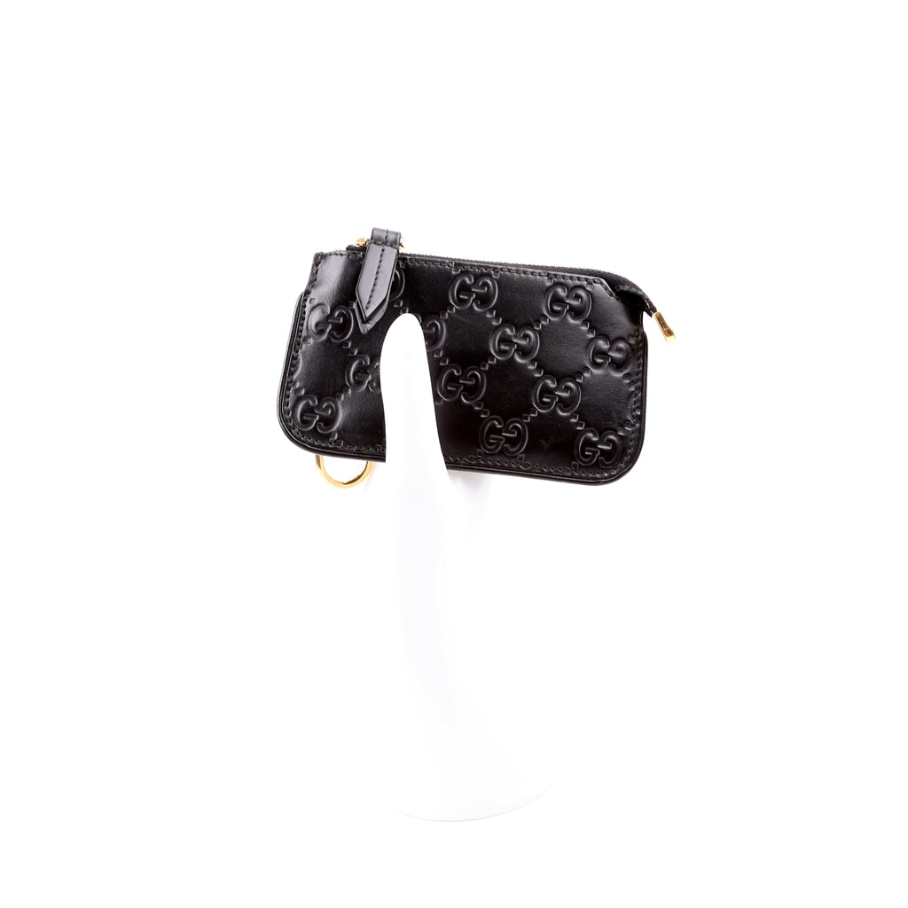 447964 GG Leather Key Pouch Black
