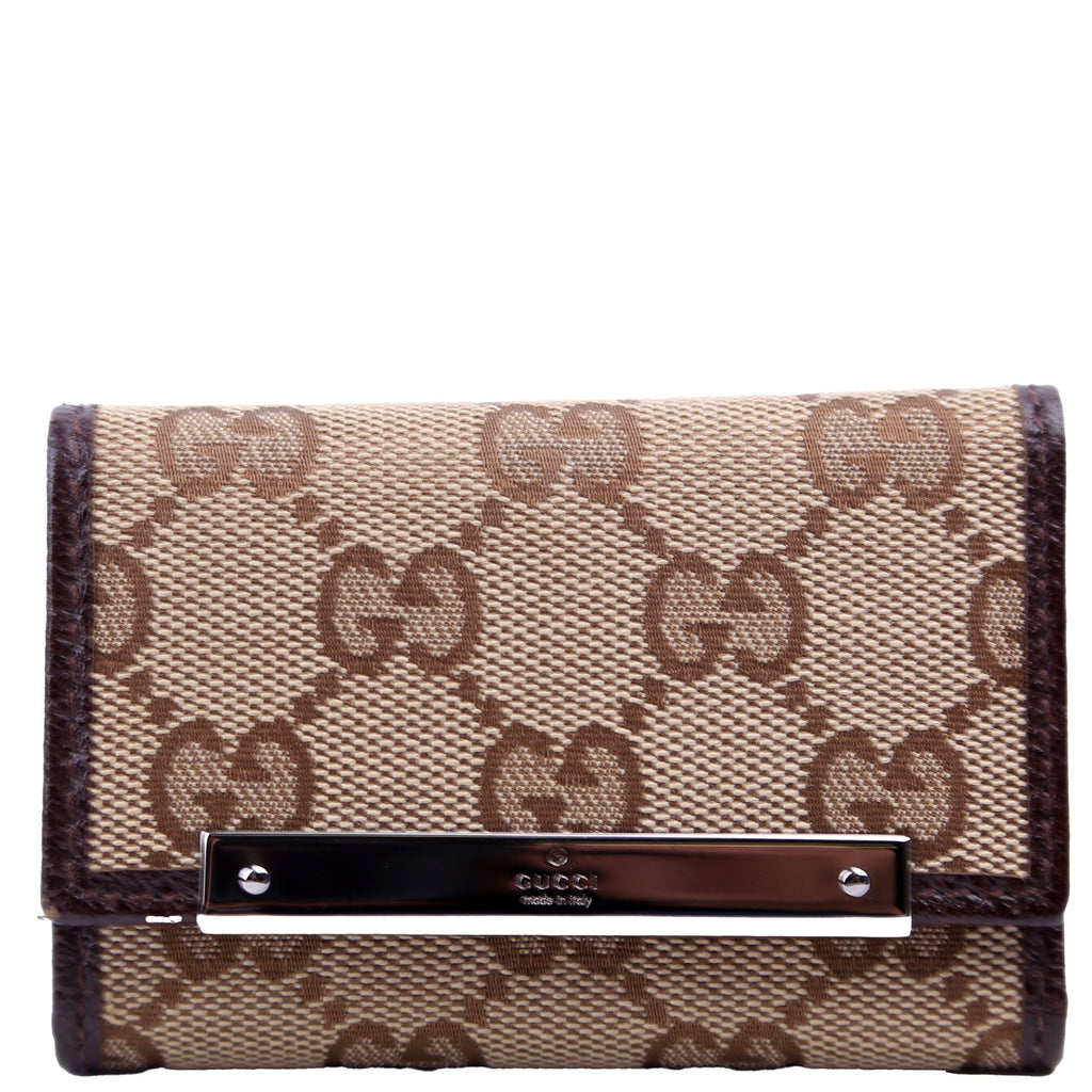 Gucci 127048 GG canvas 6 Key Holder Brown