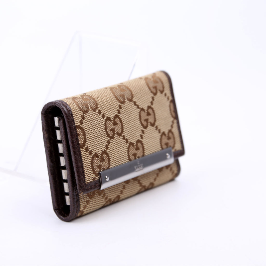 Gucci 127048 GG canvas 6 Key Holder Brown