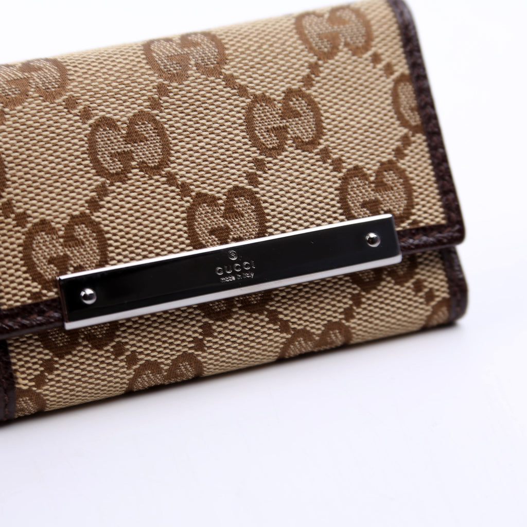 Gucci 127048 GG canvas 6 Key Holder Brown