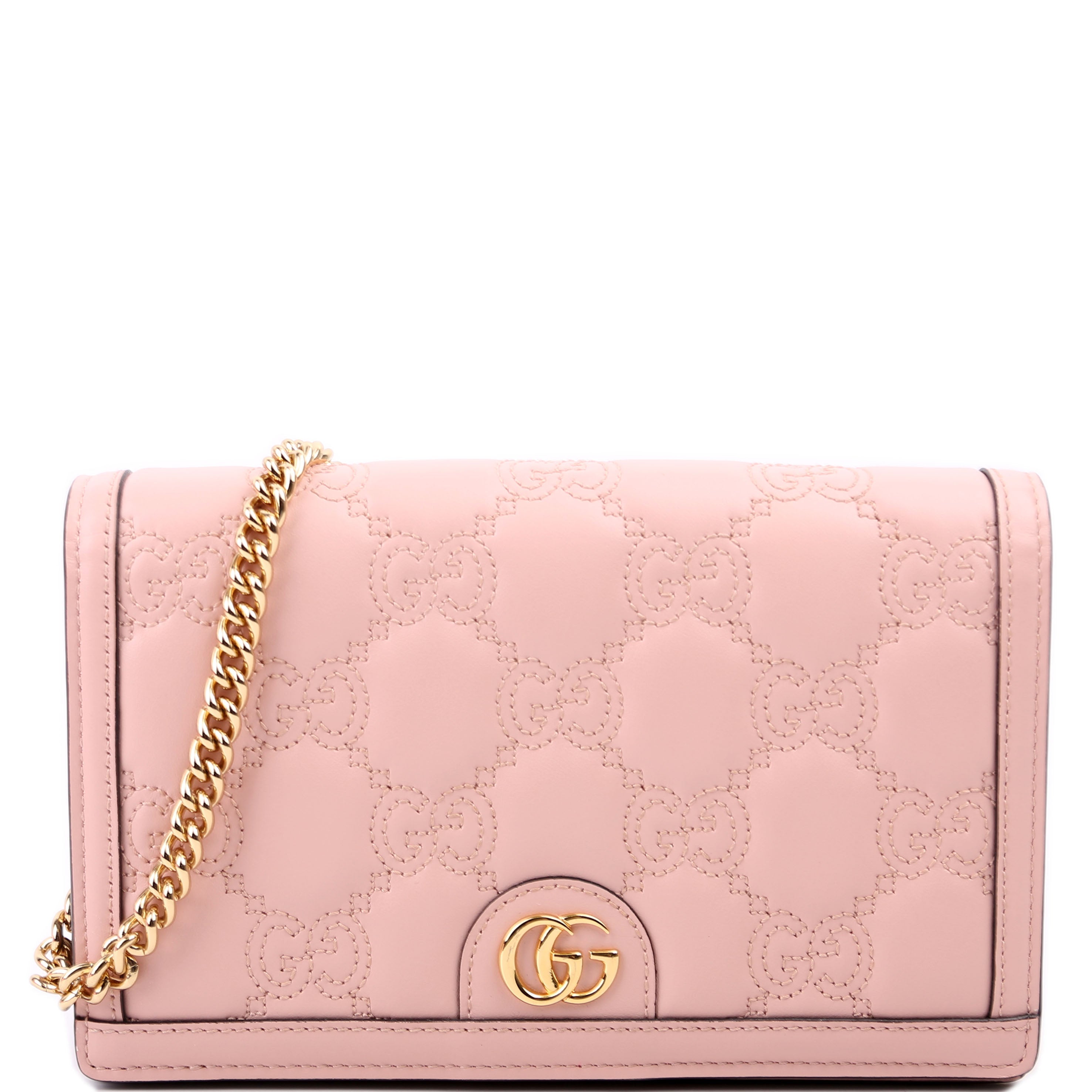Gucci 723787 GG Matelasse Chain Wallet Pink
