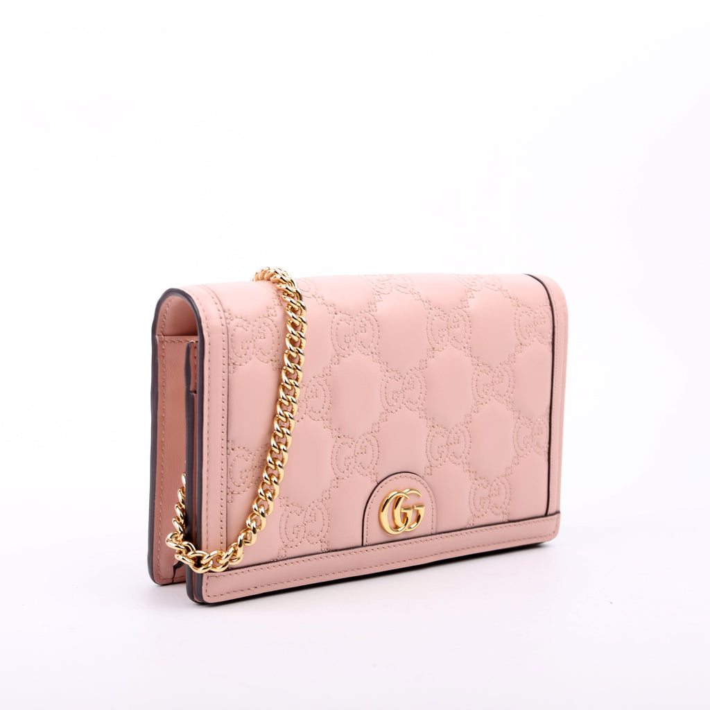 Gucci 723787 GG Matelasse Chain Wallet Pink