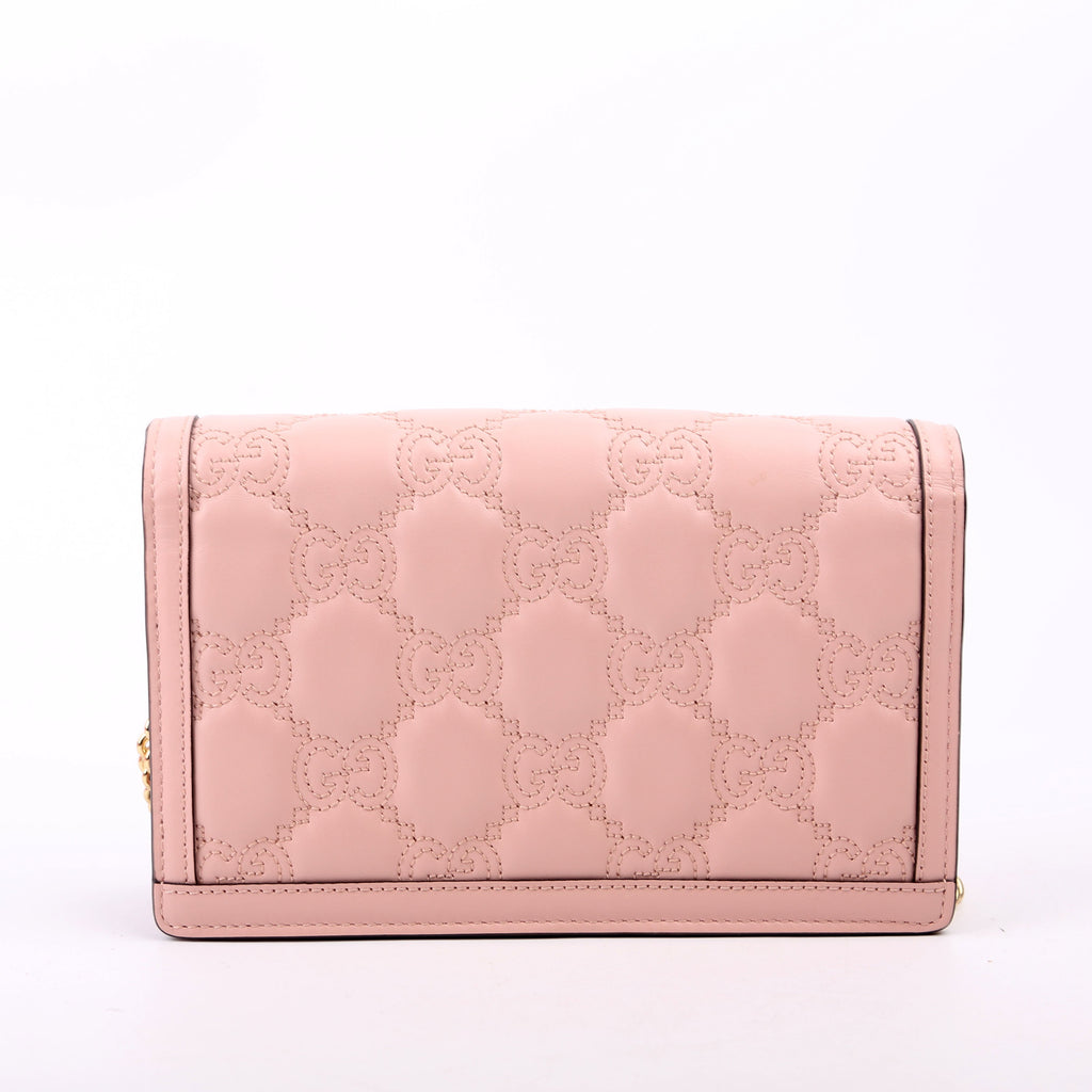 Gucci 723787 GG Matelasse Chain Wallet Pink