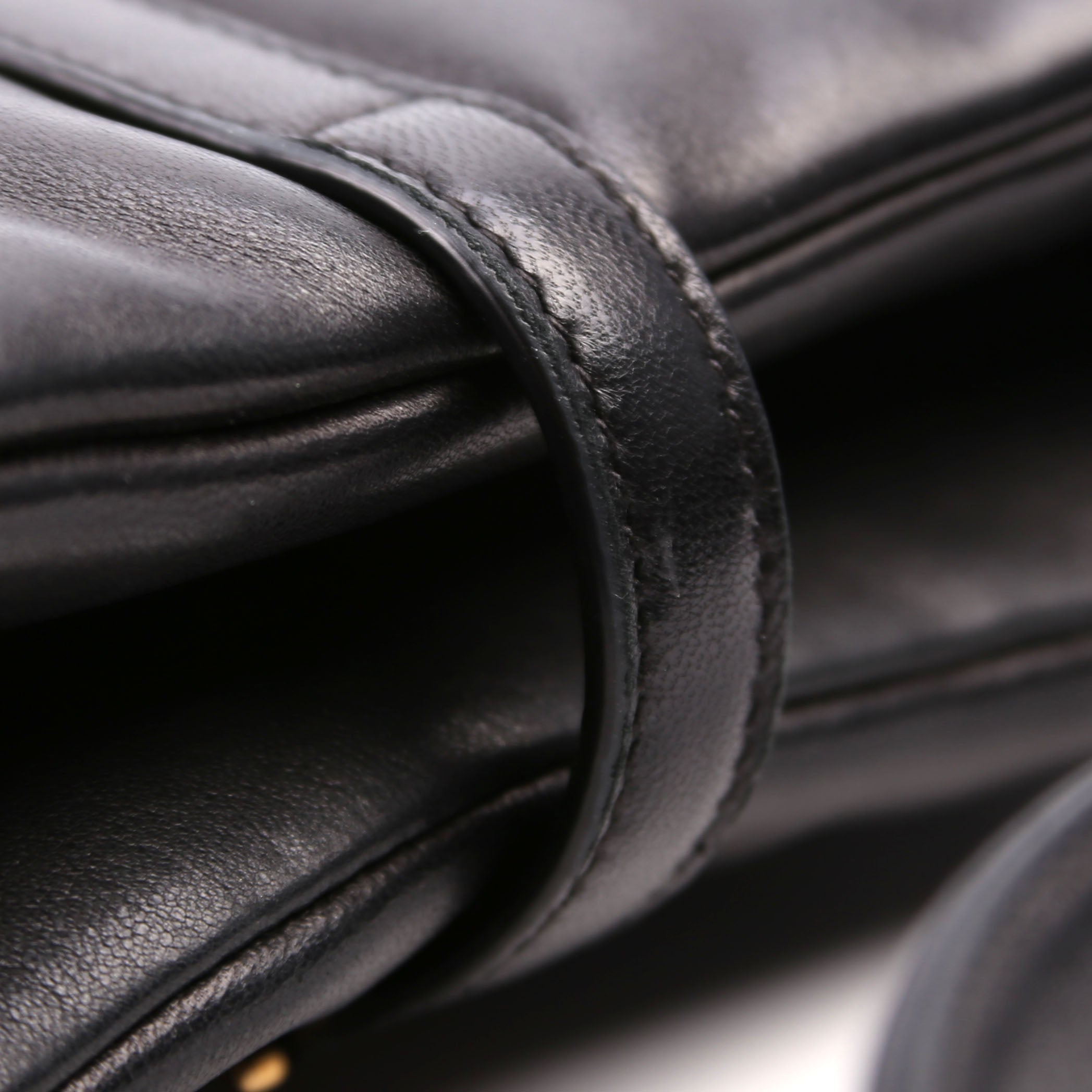 SAINT LAURENT 763419 Le 5 A 7 Hobo Padded Lambskin Black
