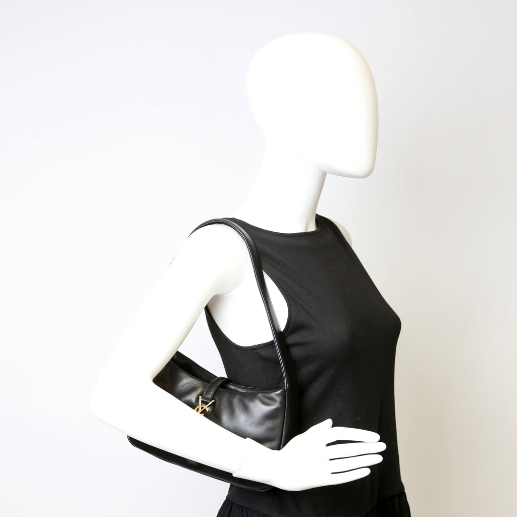 SAINT LAURENT 763419 Le 5 A 7 Hobo Padded Lambskin Black