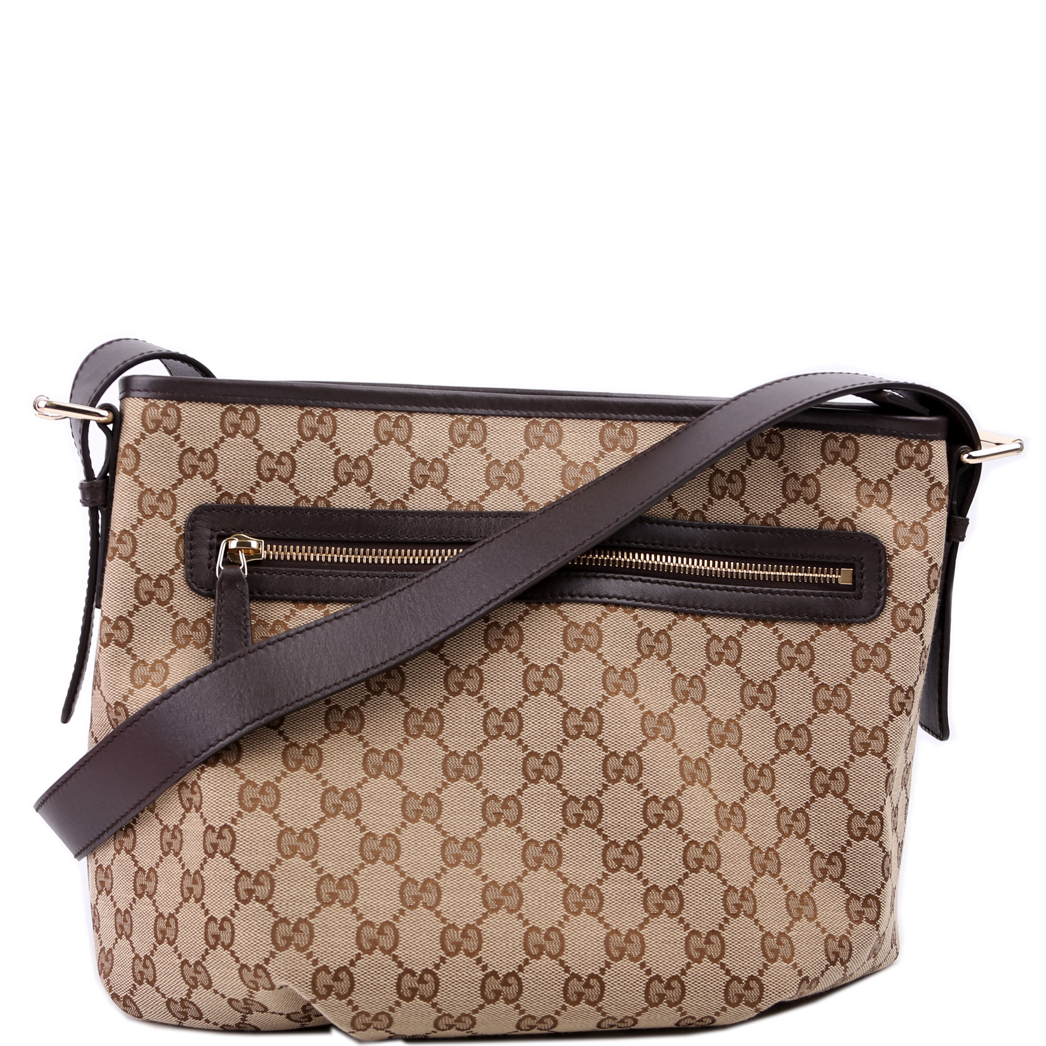 Gucci 388930 GG Canvas Shoulder Bag Brown