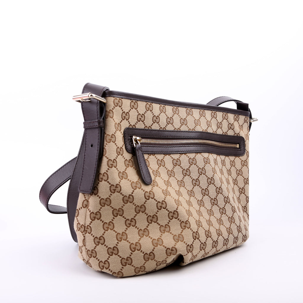 Gucci 388930 GG Canvas Shoulder Bag Brown