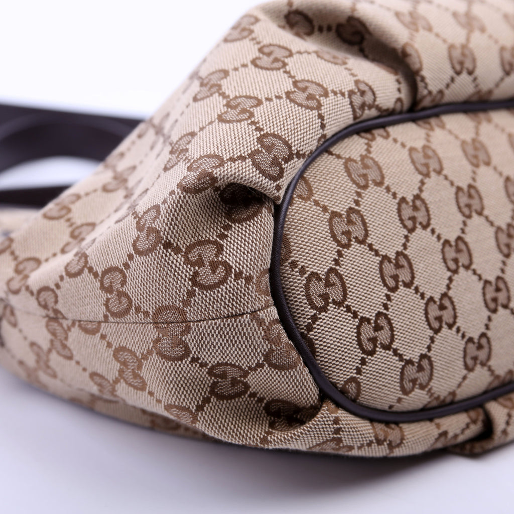 Gucci 388930 GG Canvas Shoulder Bag Brown
