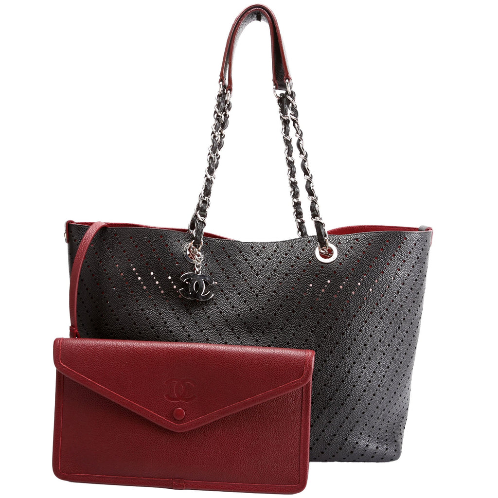 Perforated Shopping Tote Large Black