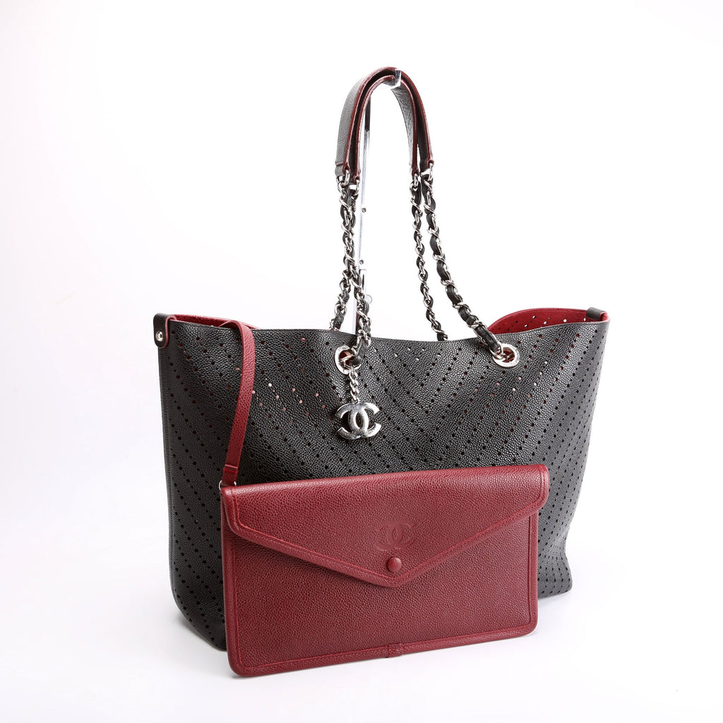 Perforated Shopping Tote Large Black