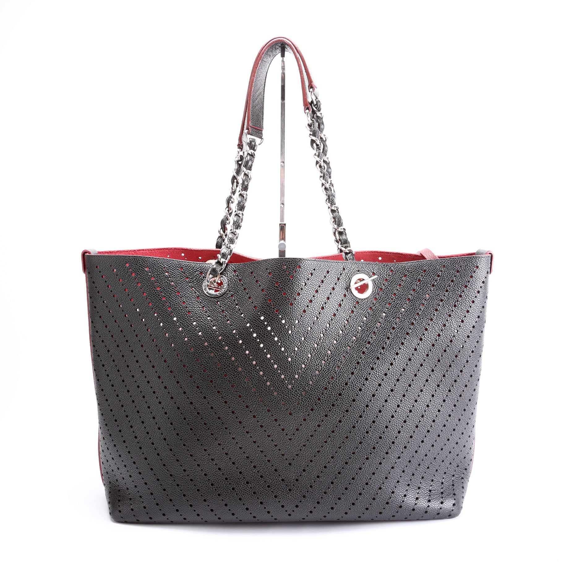 Perforated Shopping Tote Large Black