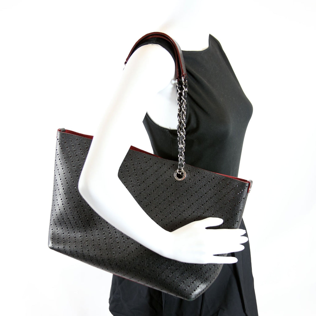 Perforated Shopping Tote Large Black