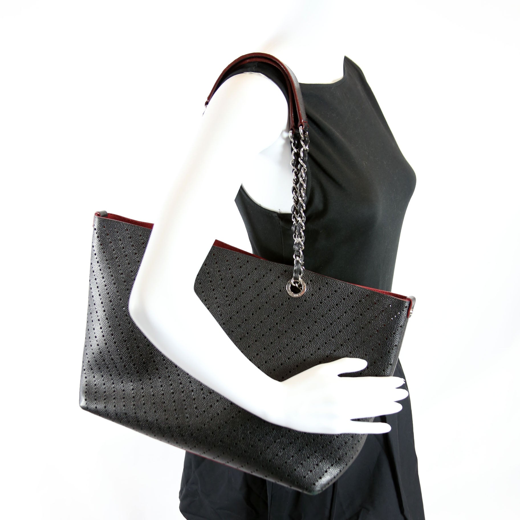 Perforated Shopping Tote Large Black