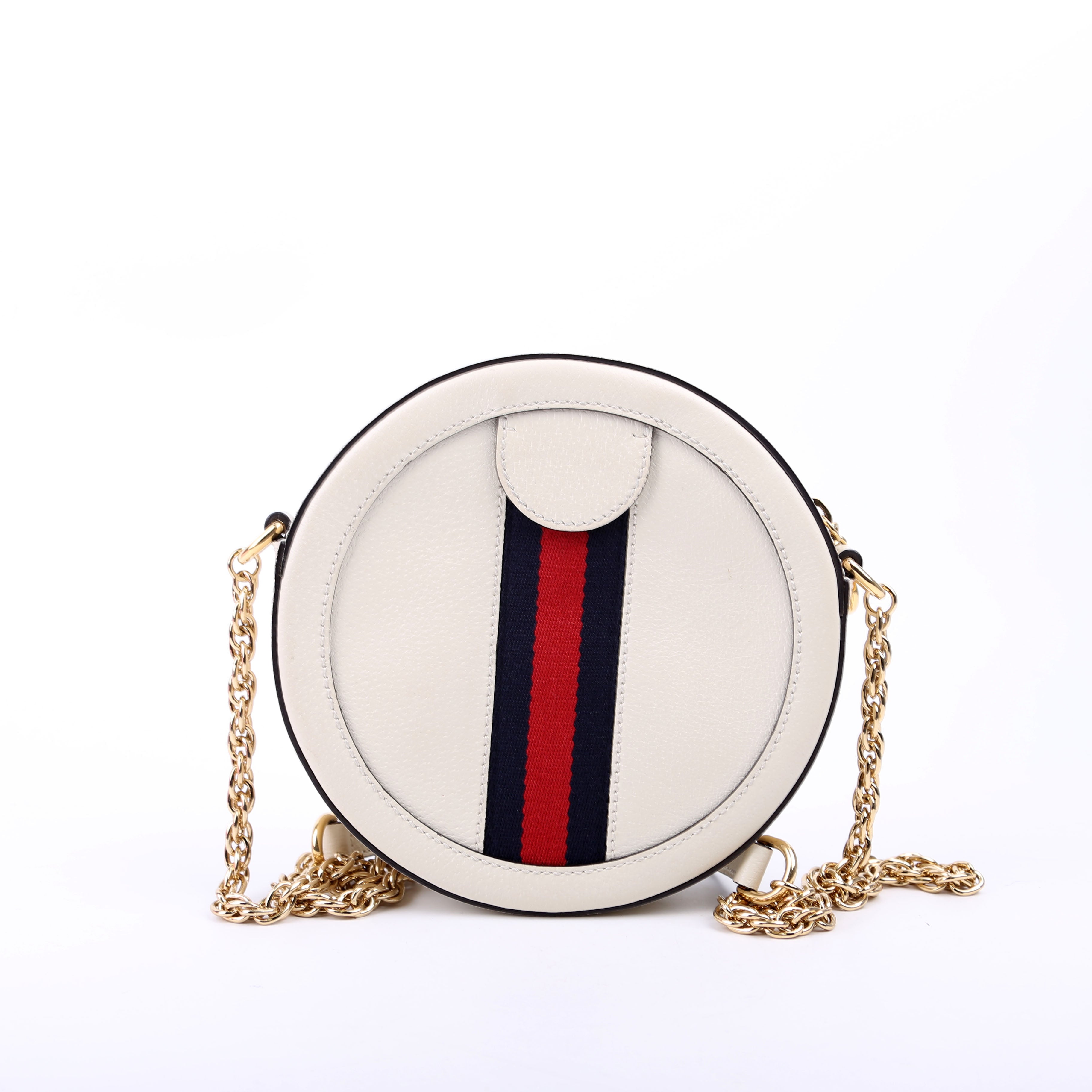 550618 Ophidia Leather Round Small Crossbody White