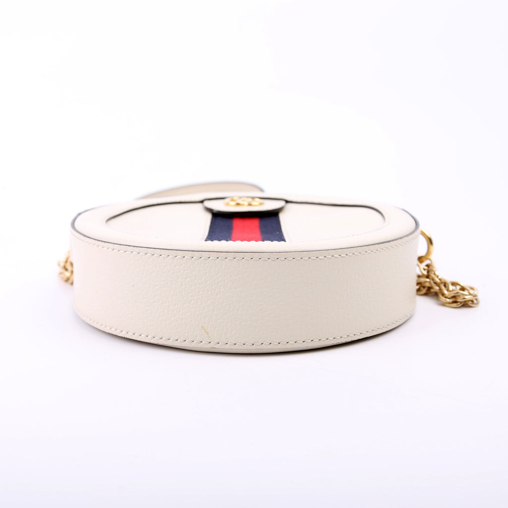 550618 Ophidia Leather Round Small Crossbody White