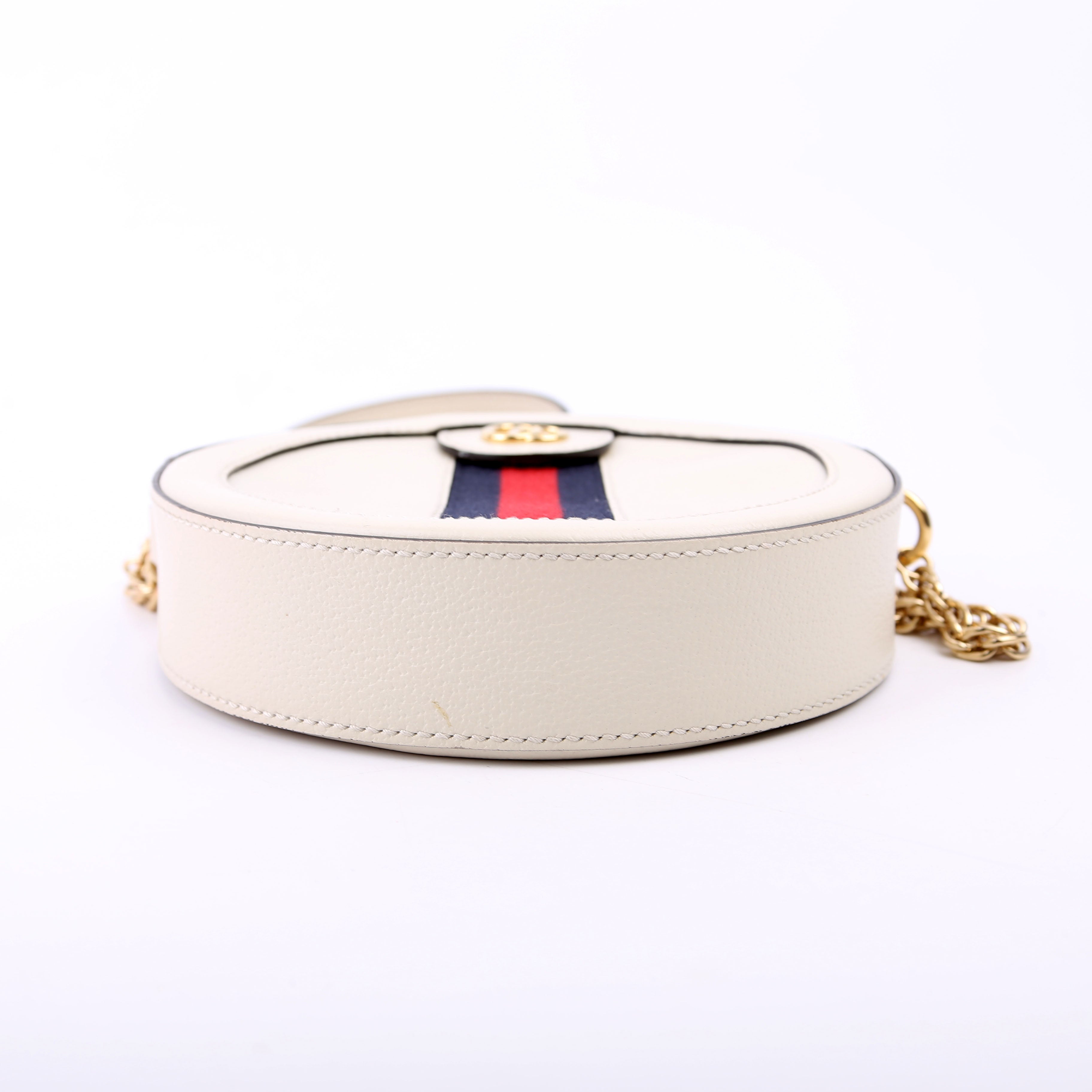 550618 Ophidia Leather Round Small Crossbody White