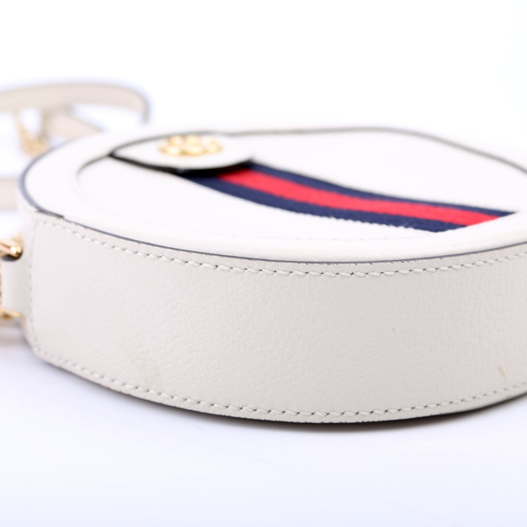 550618 Ophidia Leather Round Small Crossbody White