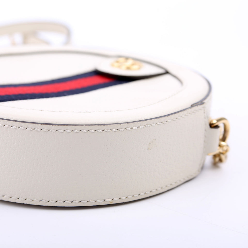 550618 Ophidia Leather Round Small Crossbody White