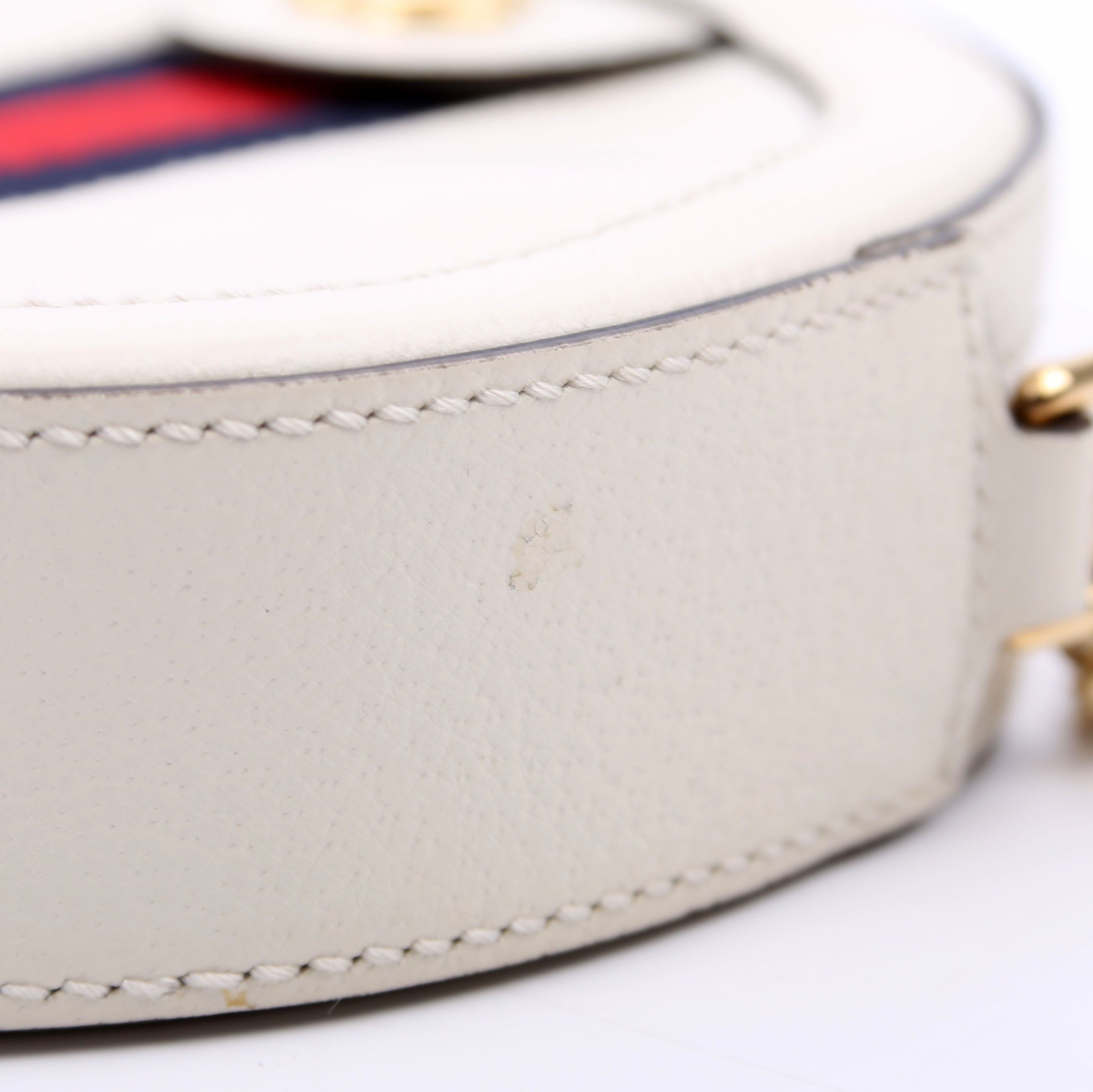550618 Ophidia Leather Round Small Crossbody White