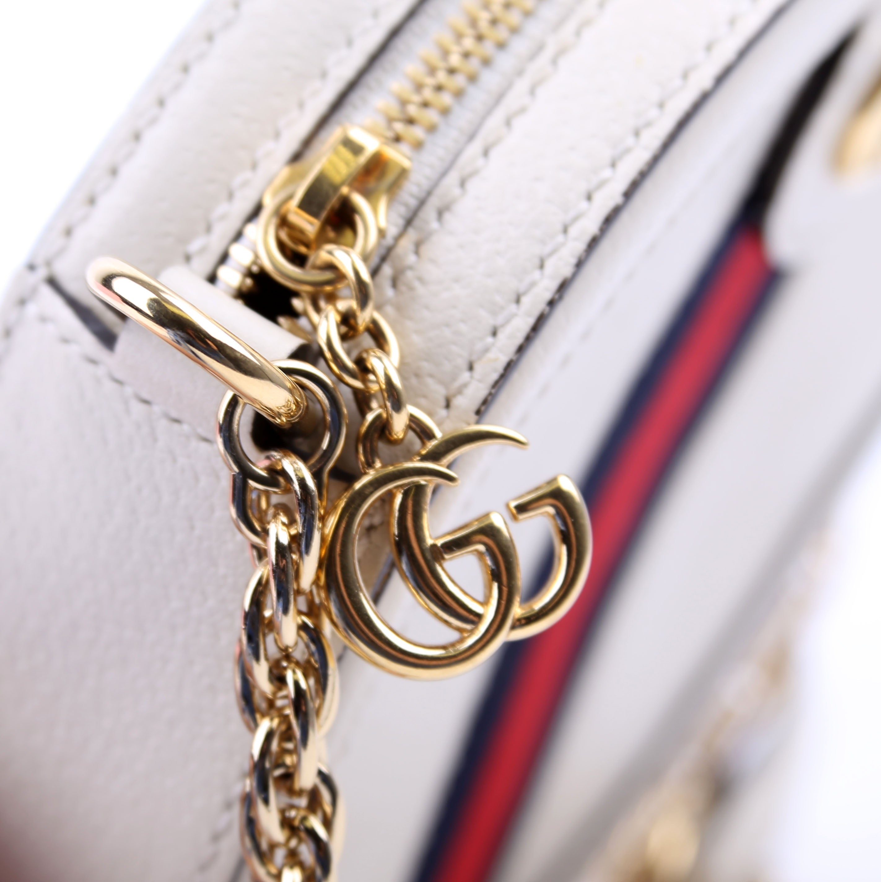 550618 Ophidia Leather Round Small Crossbody White