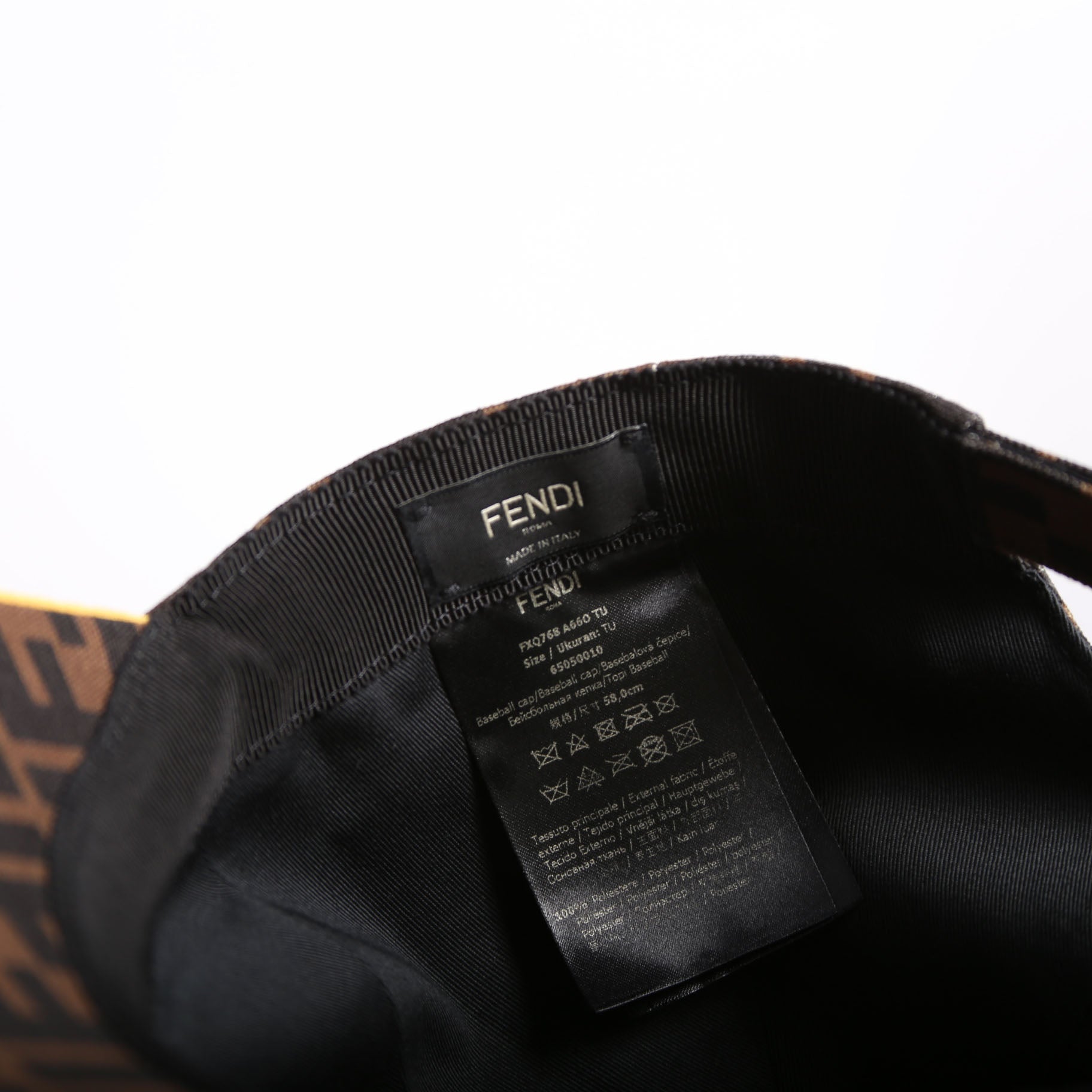 Fendi FXQ768 Zucca Baseball Cap Size 58 Brown