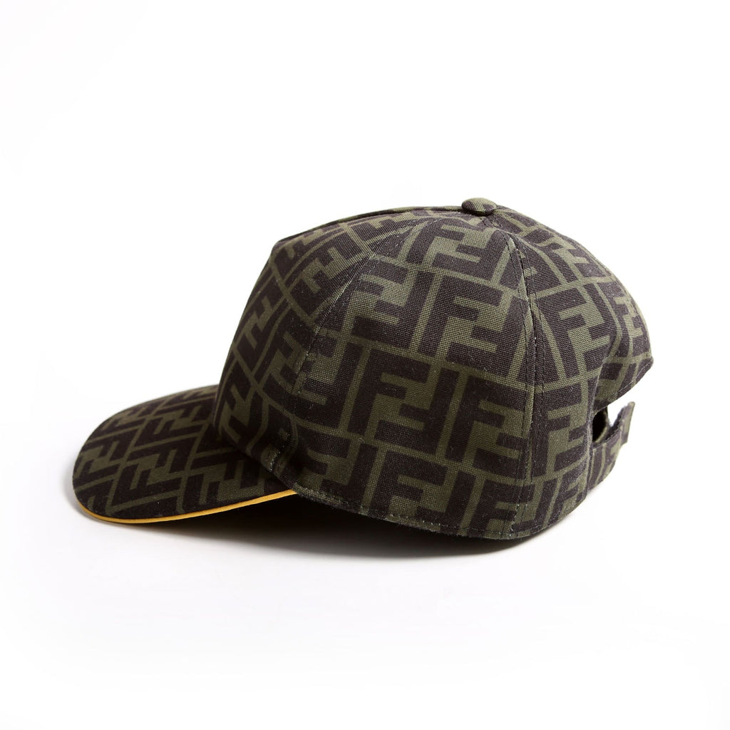 Fendi FXQ768 Zucca Baseball Cap Size 58 Green/Black