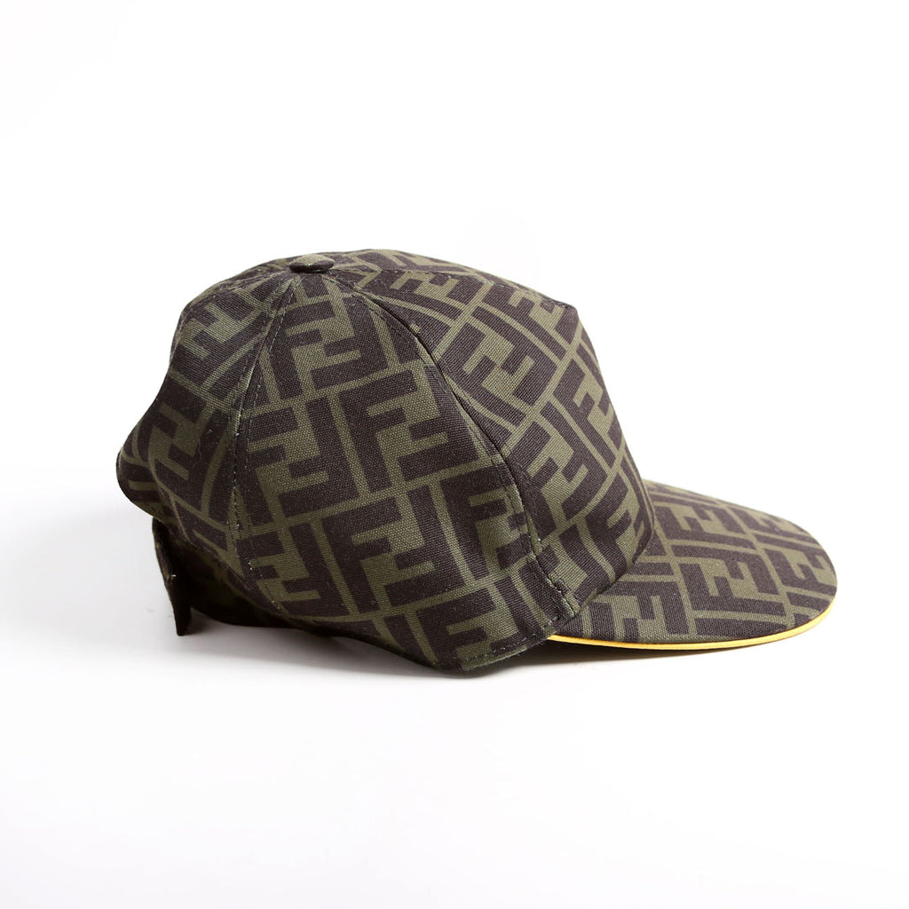 Fendi FXQ768 Zucca Baseball Cap Size 58 Green/Black