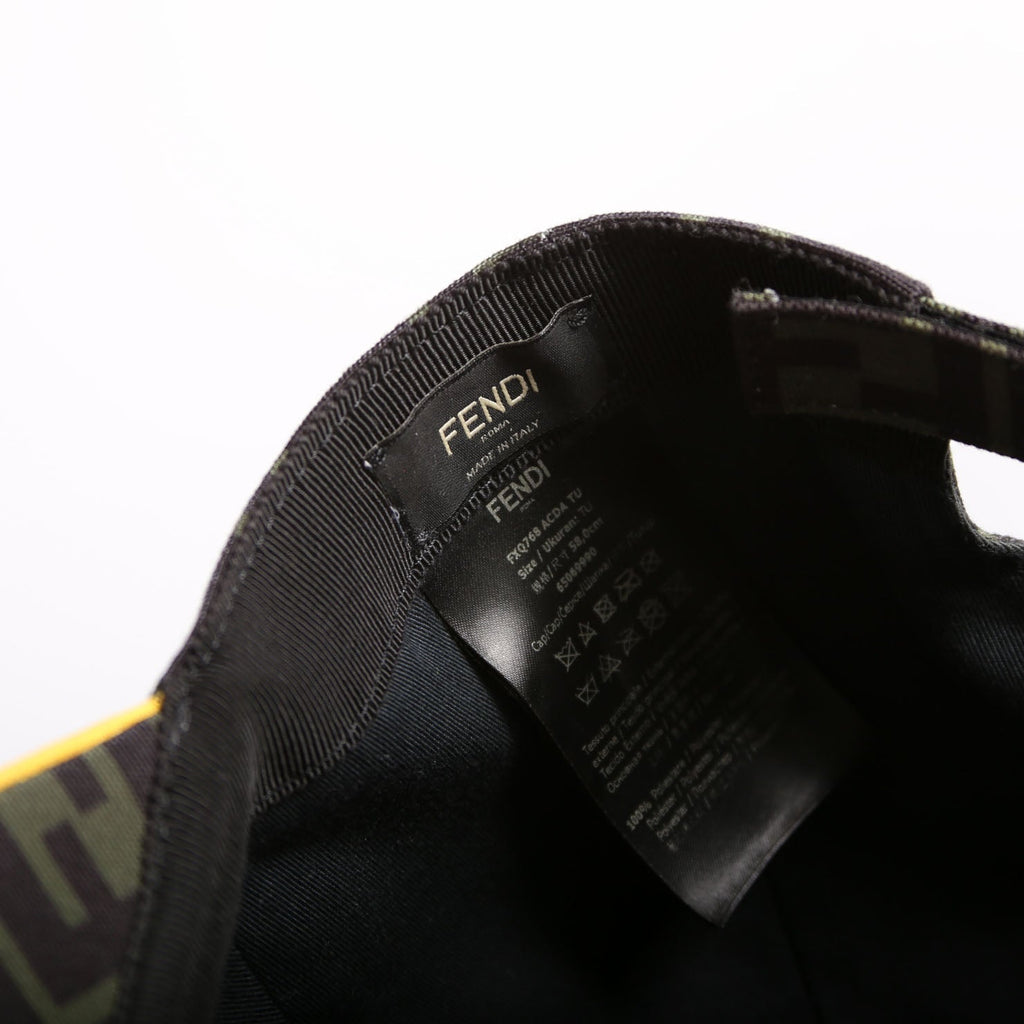 Fendi FXQ768 Zucca Baseball Cap Size 58 Green/Black