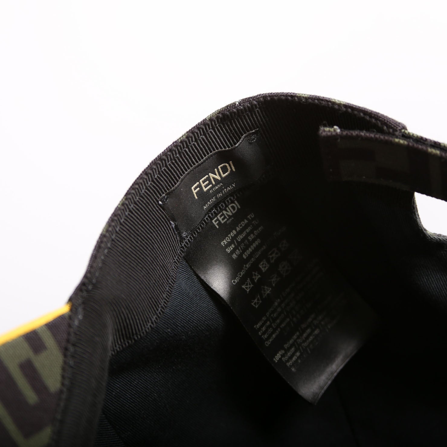 Fendi FXQ768 Zucca Baseball Cap Size 58 Green/Black
