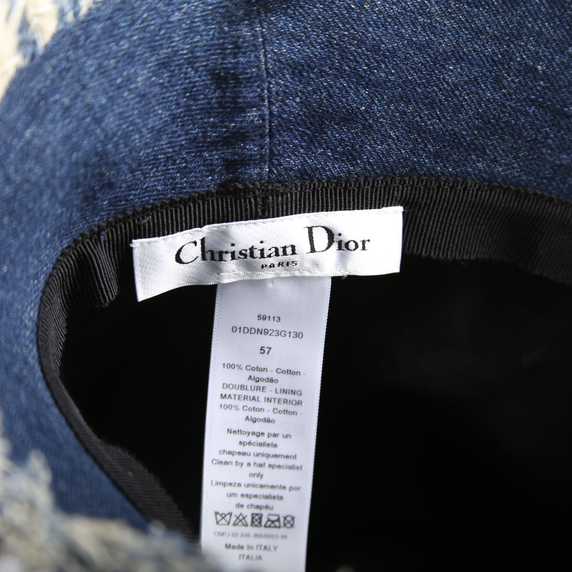 Dior Logo Denim Bucket Hat Size 57 Blue