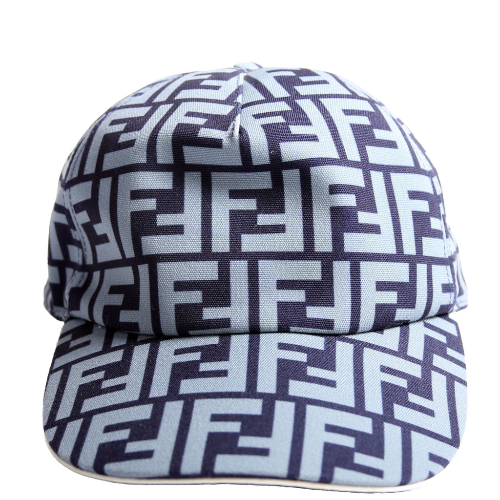 Fendi FXQ768 Zucca Baseball Cap Hat Size 58 Navy/Blue