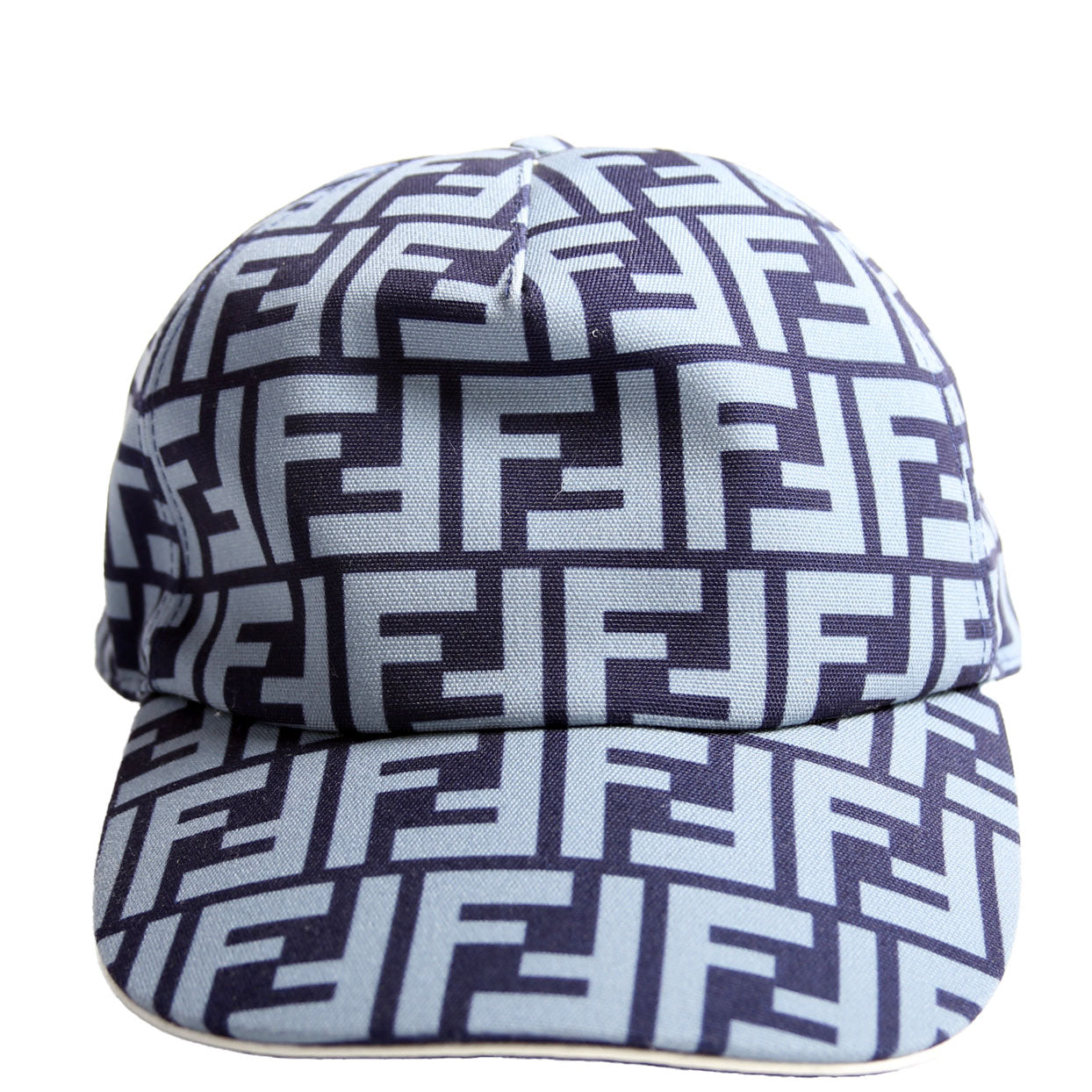 Fendi FXQ768 Zucca Baseball Cap Hat Size 58 Navy/Blue