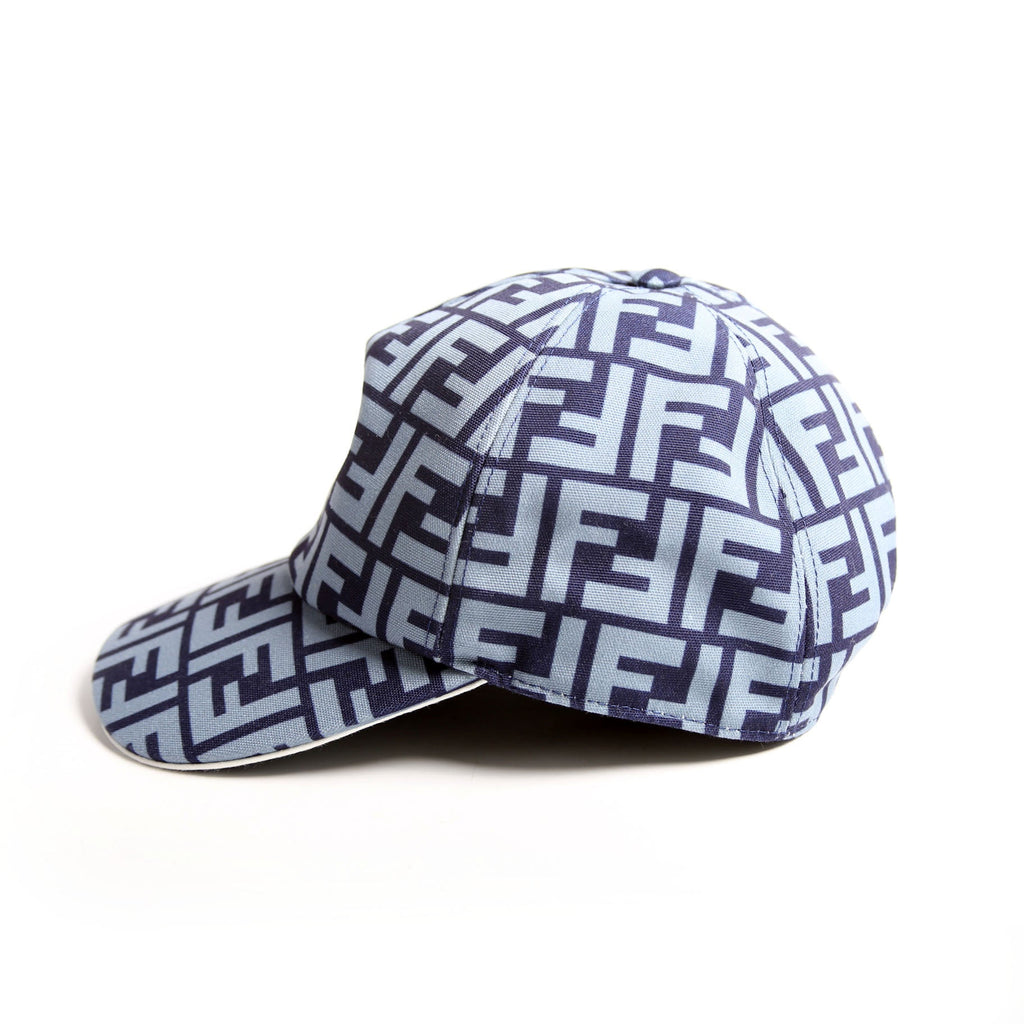 Fendi FXQ768 Zucca Baseball Cap Hat Size 58 Navy/Blue