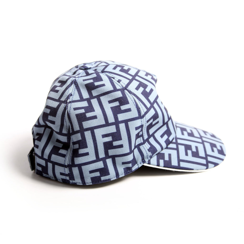 Fendi FXQ768 Zucca Baseball Cap Hat Size 58 Navy/Blue