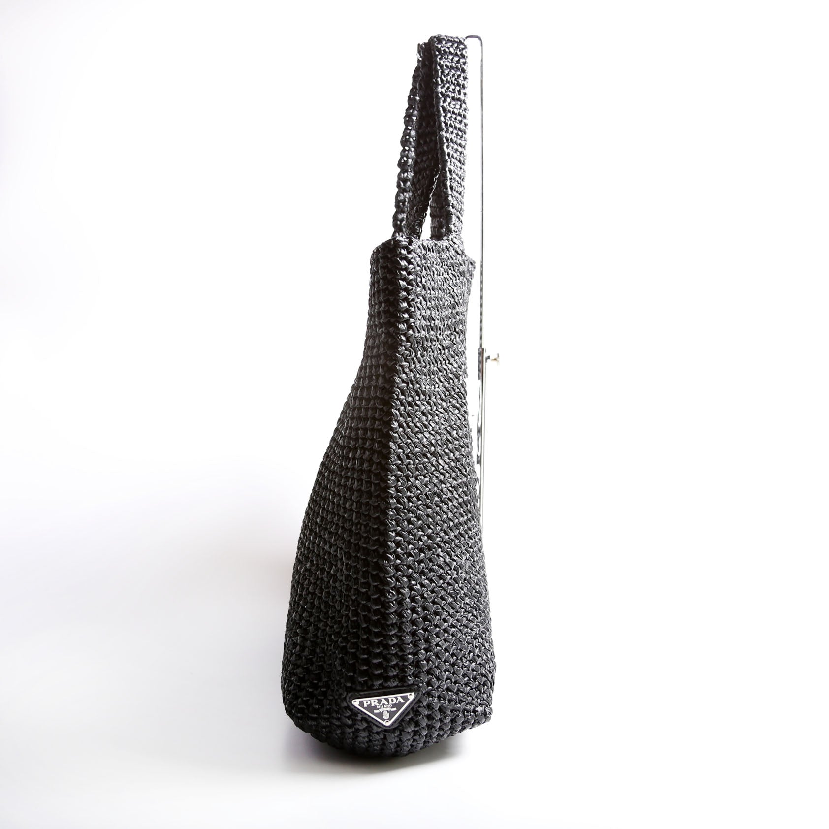 Yarn Raffia Embroidered Tote Black/White