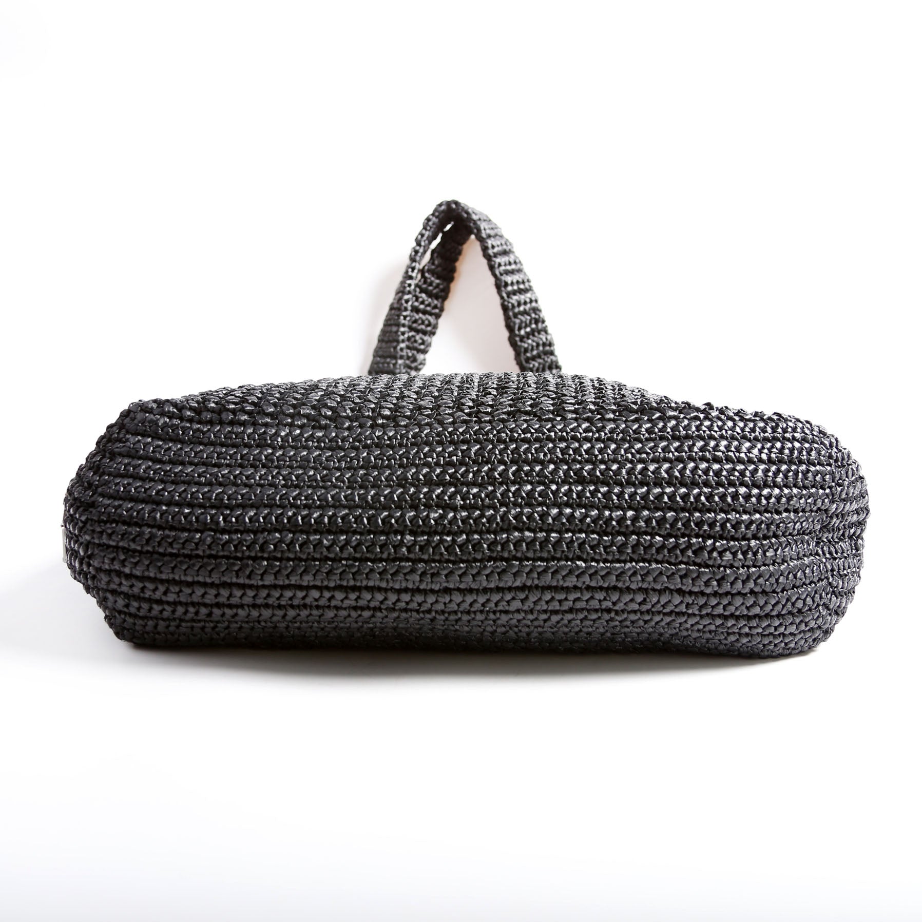 Yarn Raffia Embroidered Tote Black/White