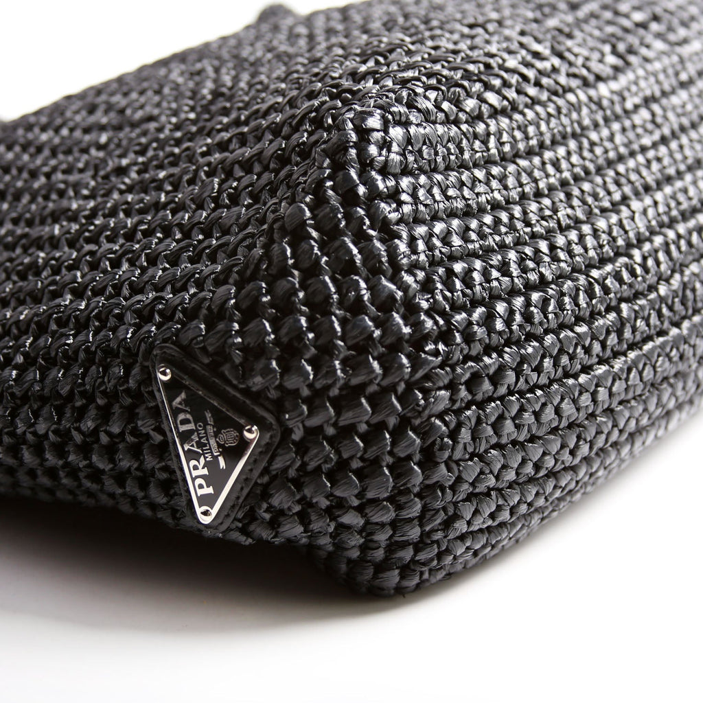 Yarn Raffia Embroidered Tote Black/White