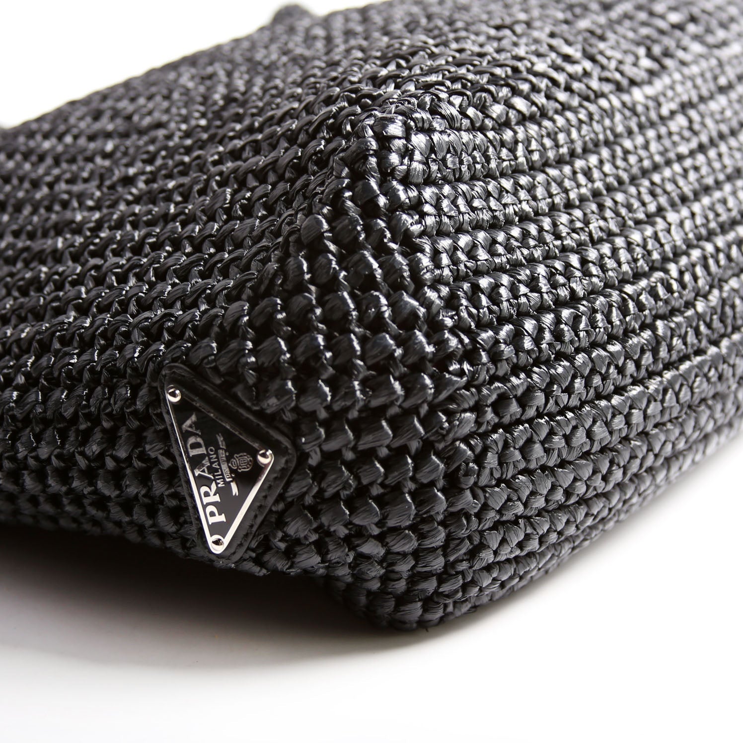 Yarn Raffia Embroidered Tote Black/White