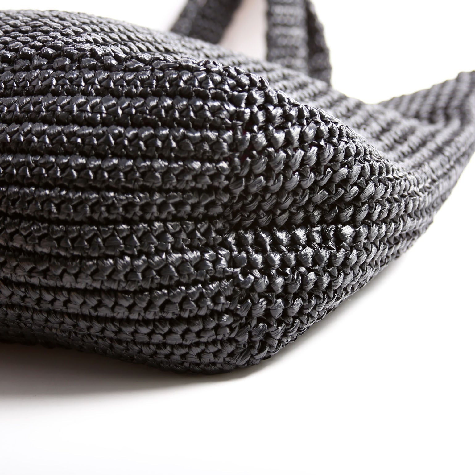 Yarn Raffia Embroidered Tote Black/White