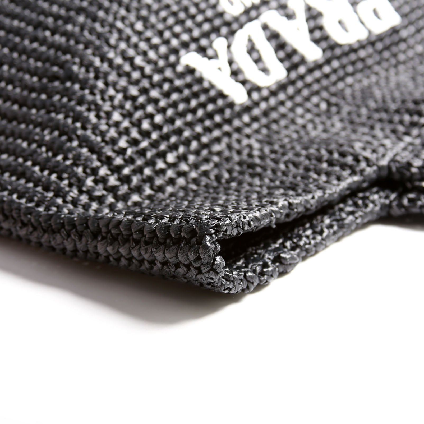 Yarn Raffia Embroidered Tote Black/White