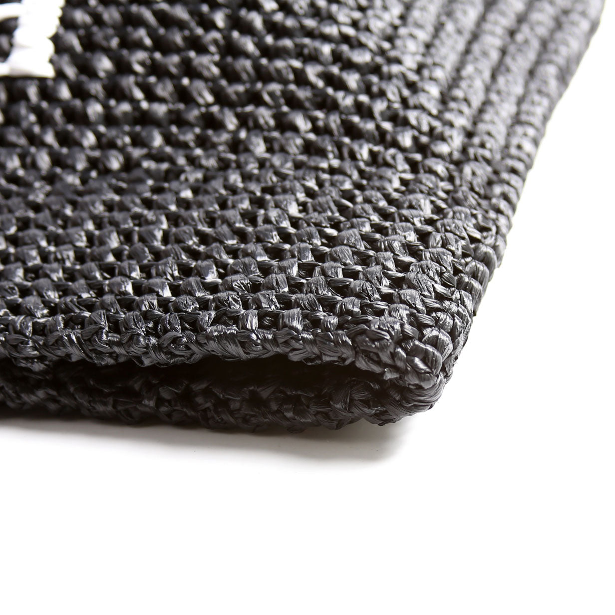 Yarn Raffia Embroidered Tote Black/White