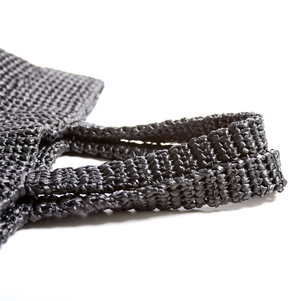 Yarn Raffia Embroidered Tote Black/White