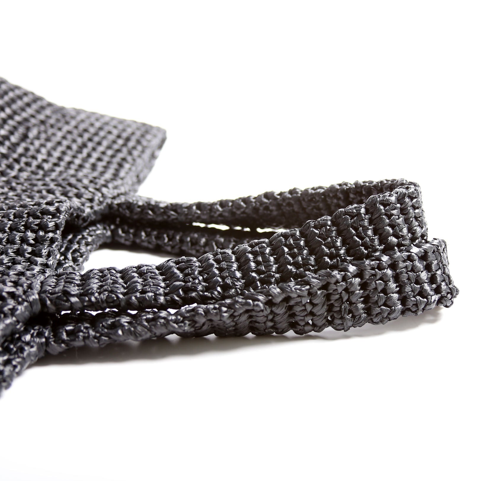 Yarn Raffia Embroidered Tote Black/White
